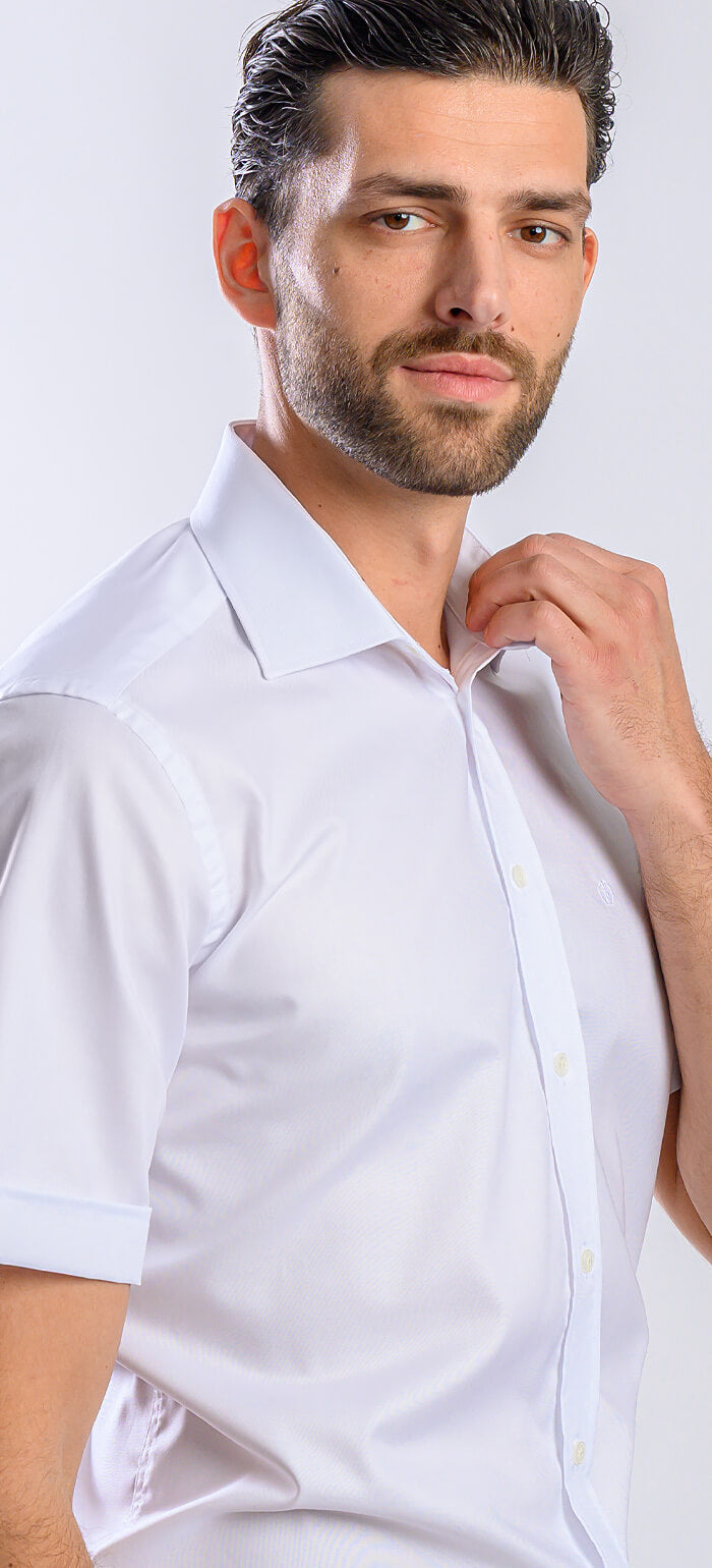 Bílá Slim fit košile s krátkým rukávem