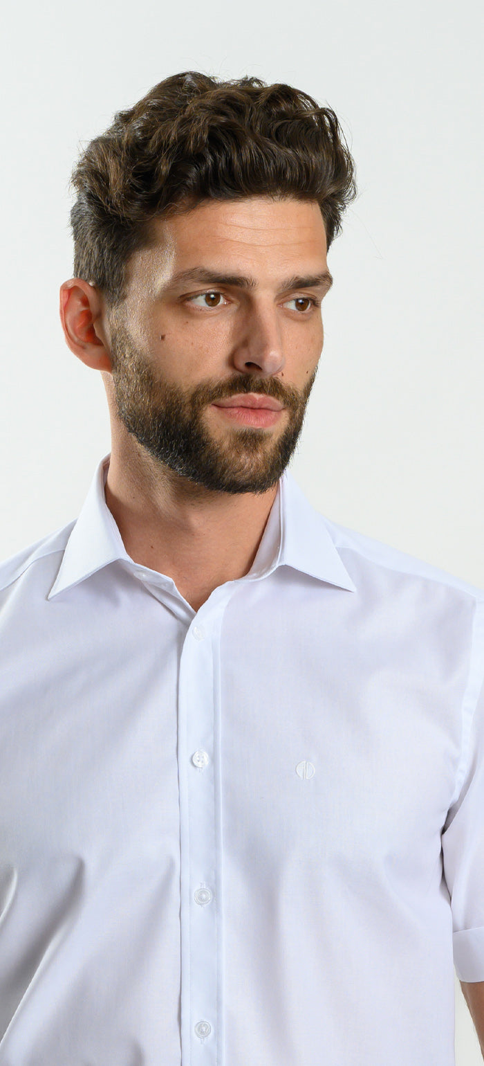 Bílá Slim Fit košile s krátkým rukávem