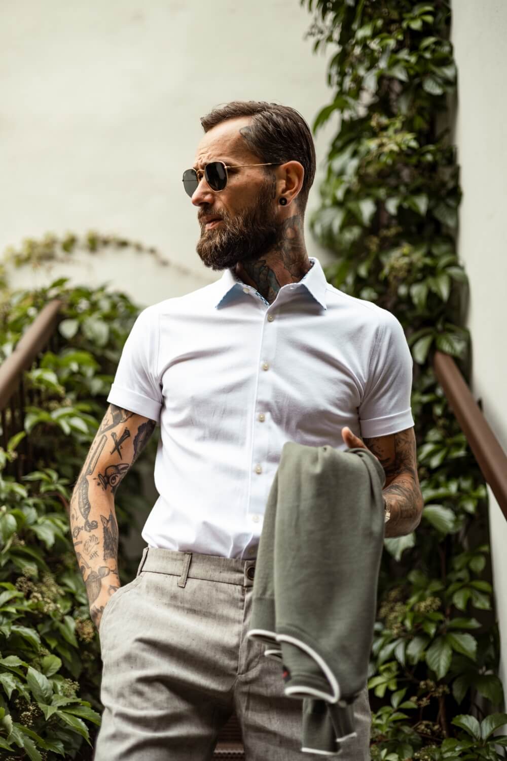 Bílá strečová Extra Slim Fit košile s krátkým rukávem