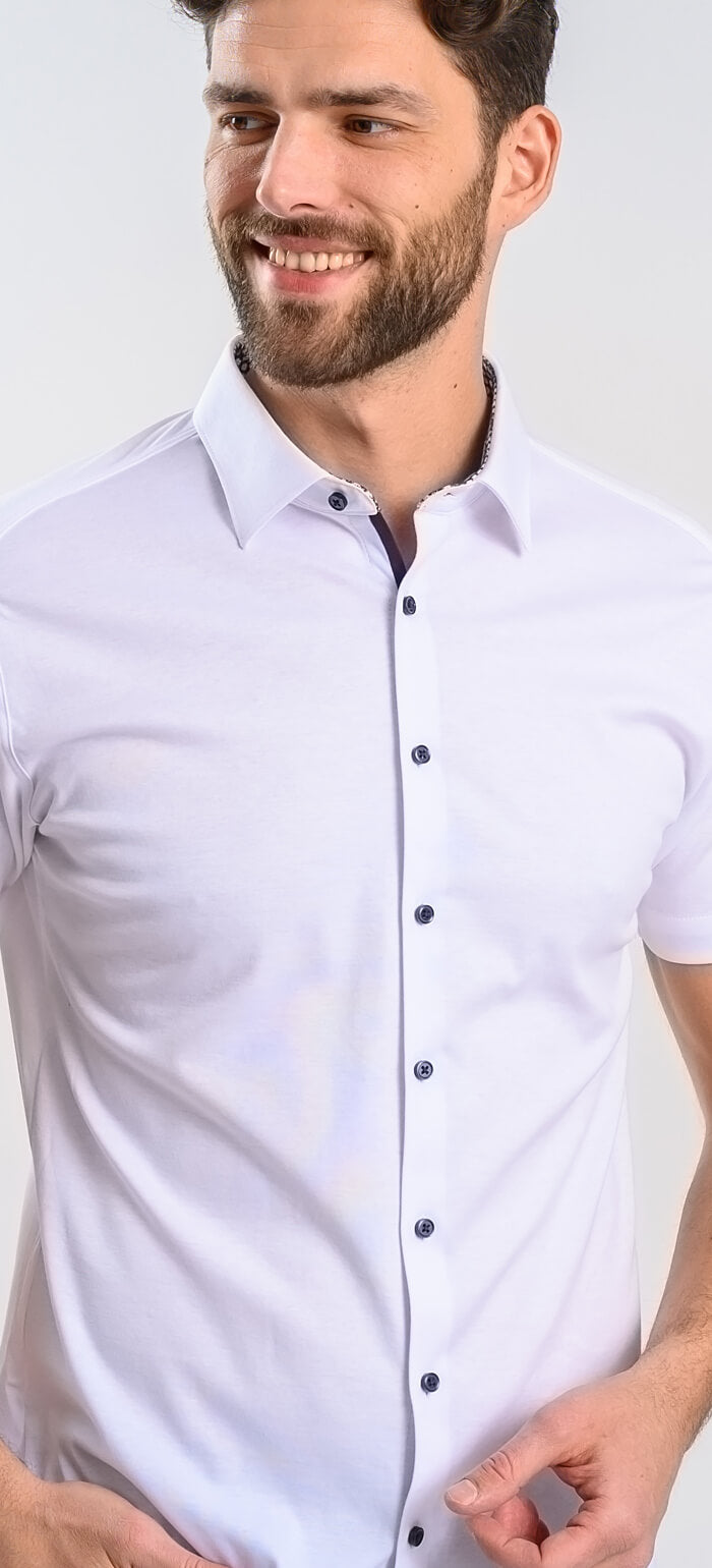 Bílá strečová Extra Slim Fit košile s krátkým rukávem