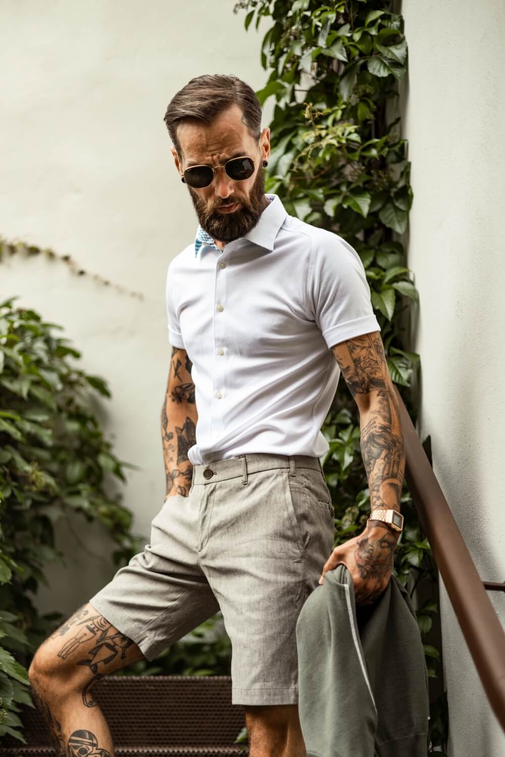 Bílá strečová Extra Slim Fit košile s krátkým rukávem