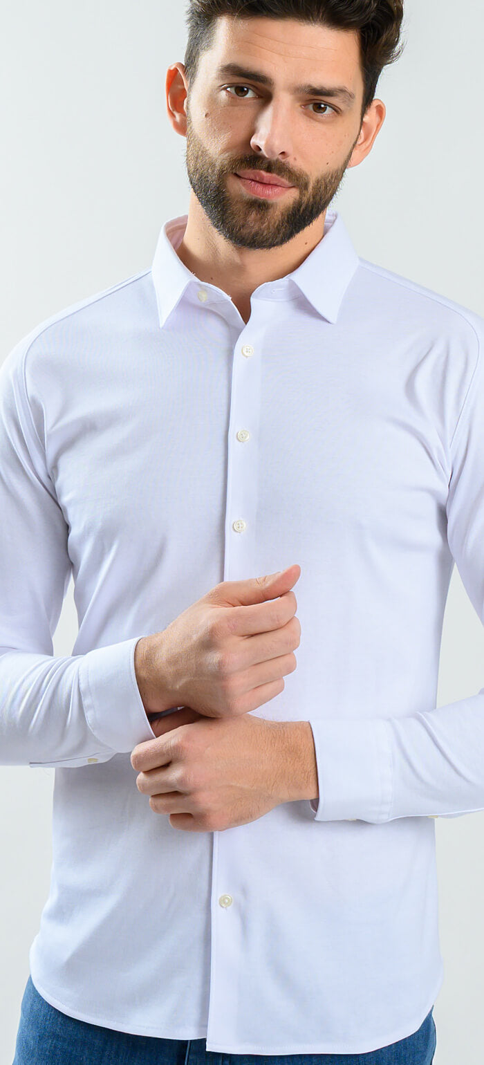 Bílá strečová Extra Slim Fit košile s nemačkavou úpravou