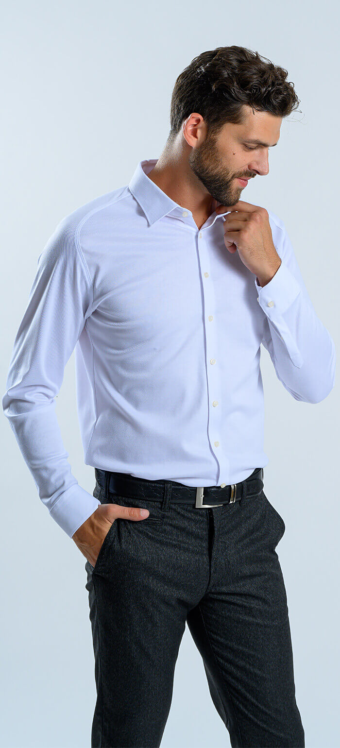 Bílá strečová Extra Slim Fit košile s nemačkavou úpravou