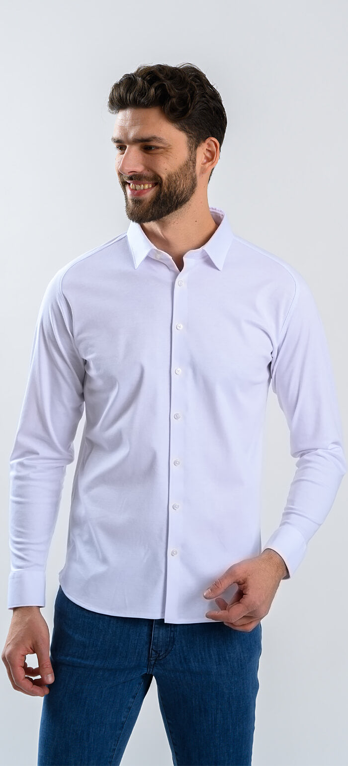 Bílá strečová Extra Slim Fit košile s nemačkavou úpravou