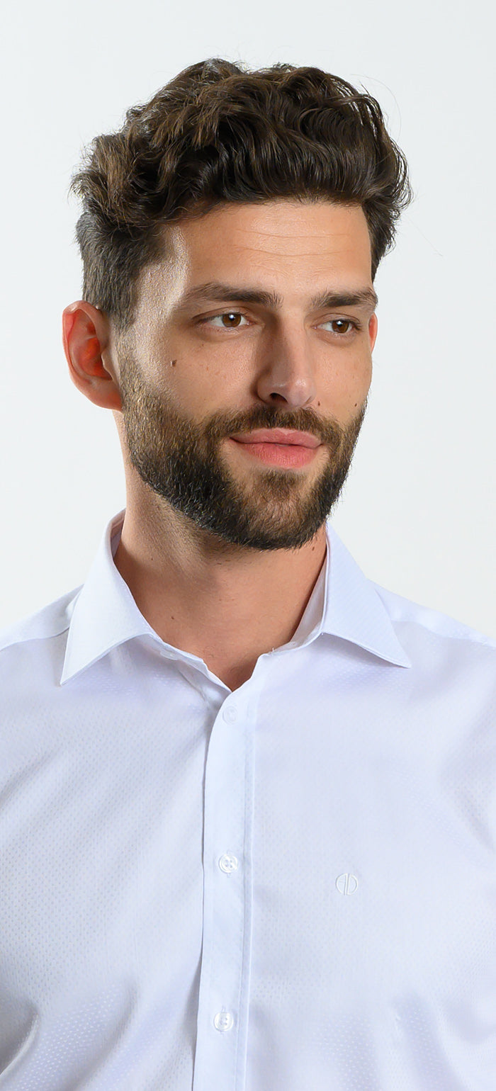 Bílá Vzorovaná Extra Slim Fit košile s krátkým rukávem