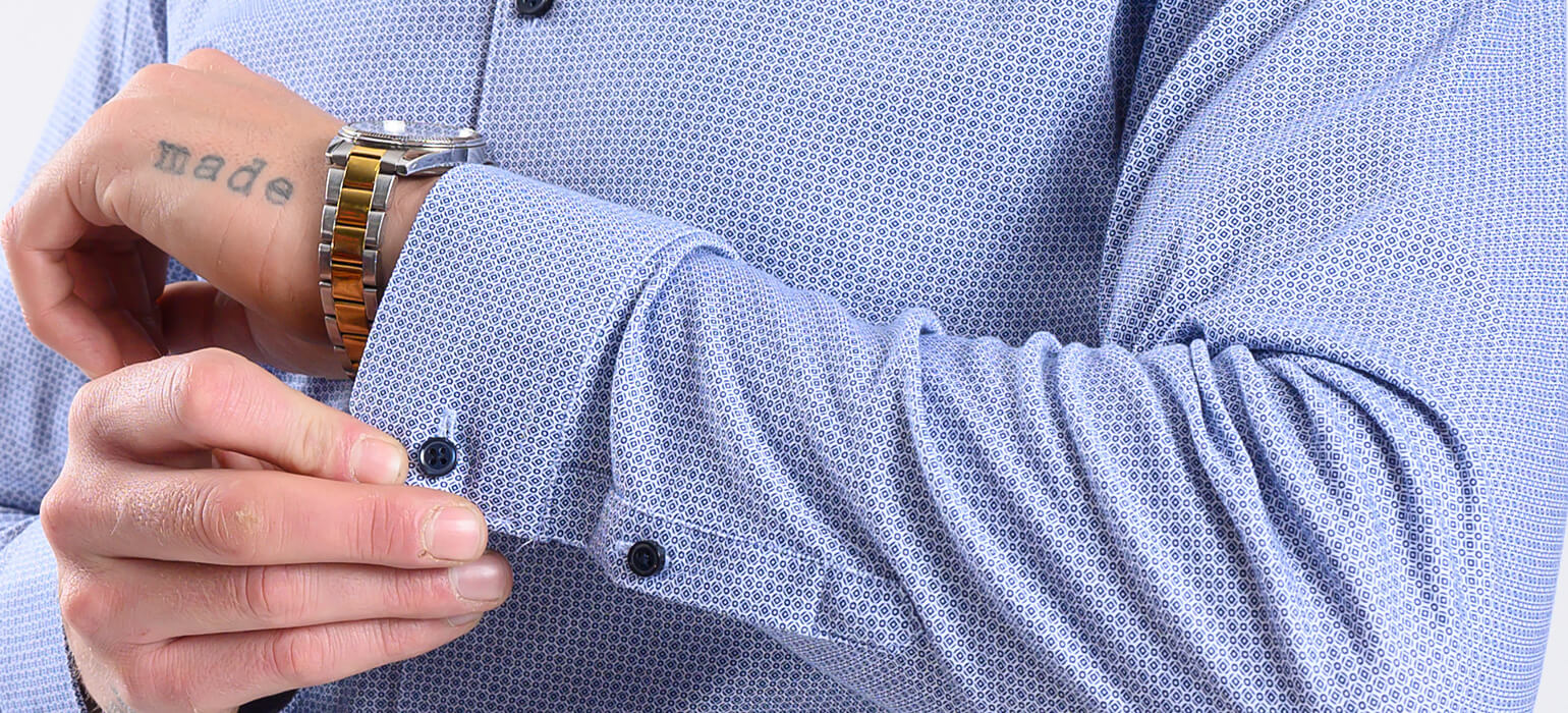 Bílo-modrá vzorovaná strečová Extra Slim Fit košile s nemačkavou úpravou