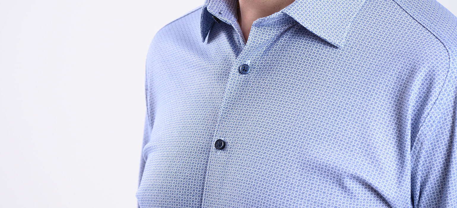 Bílo-modrá vzorovaná strečová Extra Slim Fit košile s nemačkavou úpravou