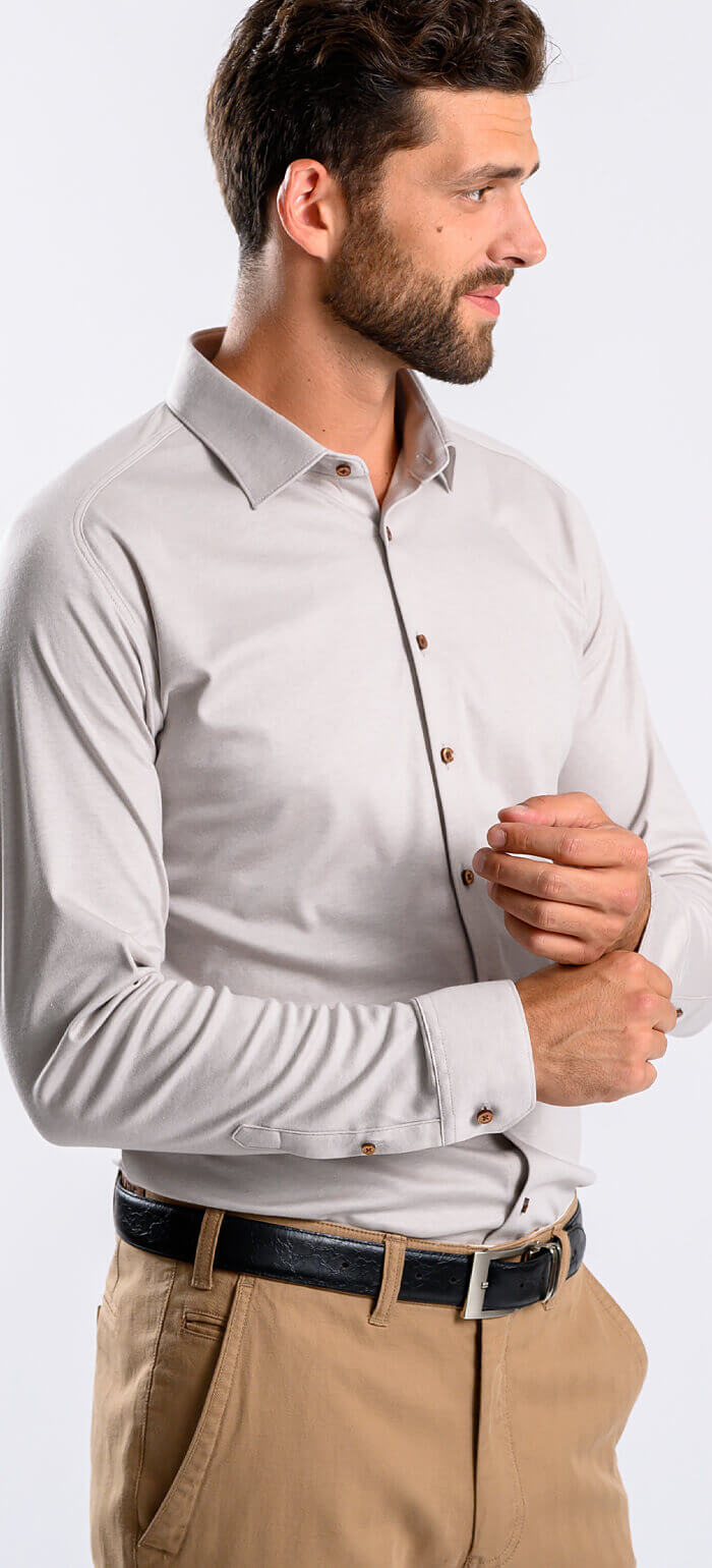 Bledě hnědá strečová Extra Slim Fit košile s nemačkavou úpravou