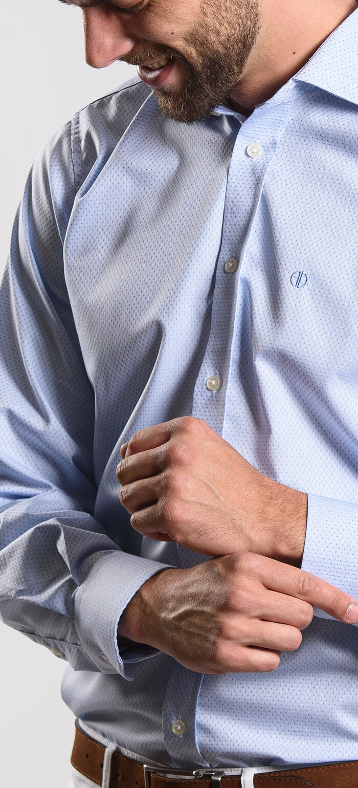 Bledě modrá Slim Fit košile s jemným vzorem