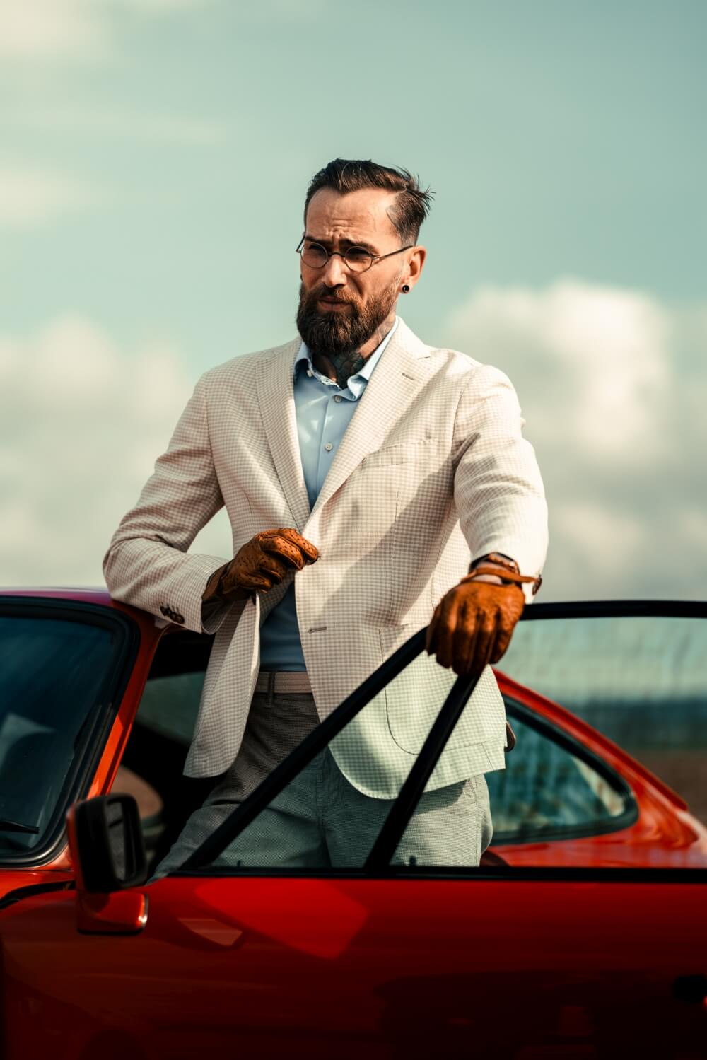 Bledě modrá strečová Extra Slim Fit košile s krátkým rukávem