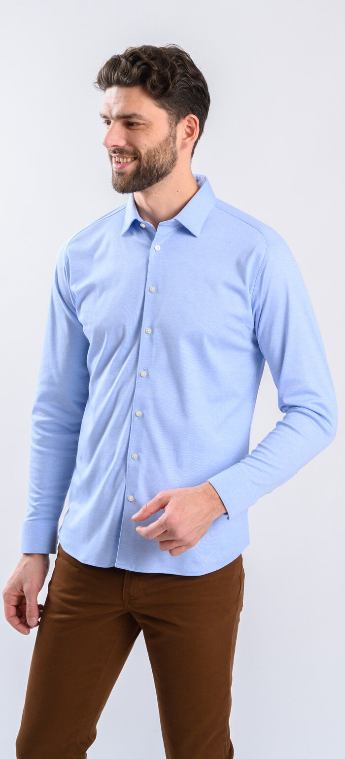 Bledě modrá strečová Extra Slim Fit košile s nemačkavou úpravou