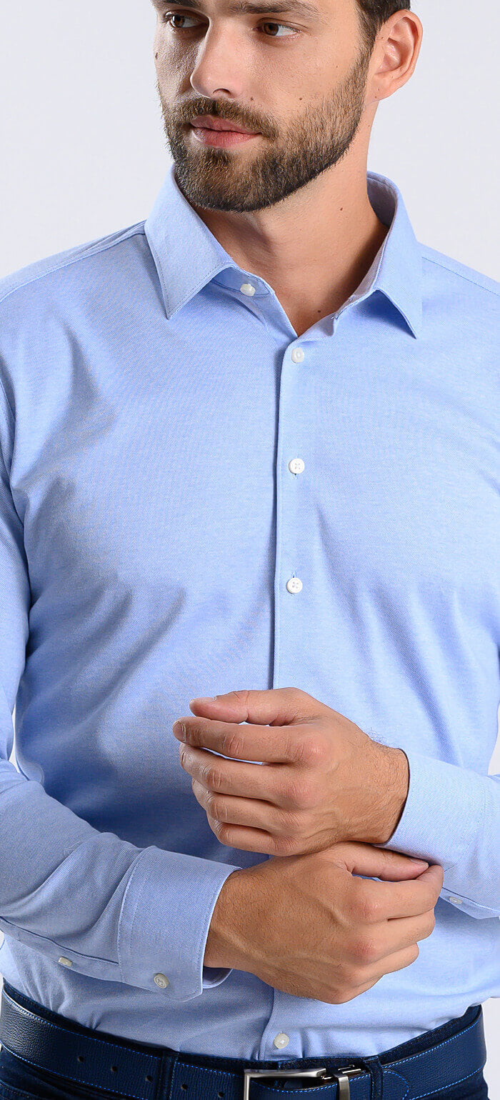 Bledě modrá strečová Extra Slim Fit košile s nemačkavou úpravou