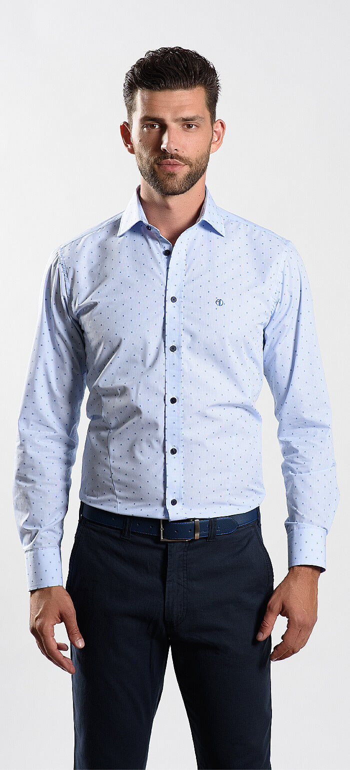 Bleděmodrá vzorovaná Extra Slim Fit košile