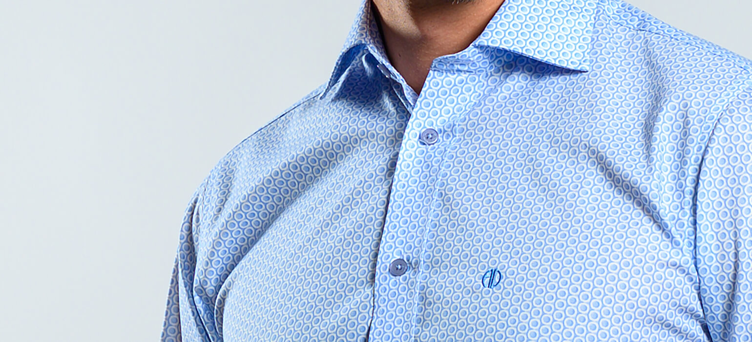 Bleděmodrá vzorovaná Slim Fit košile