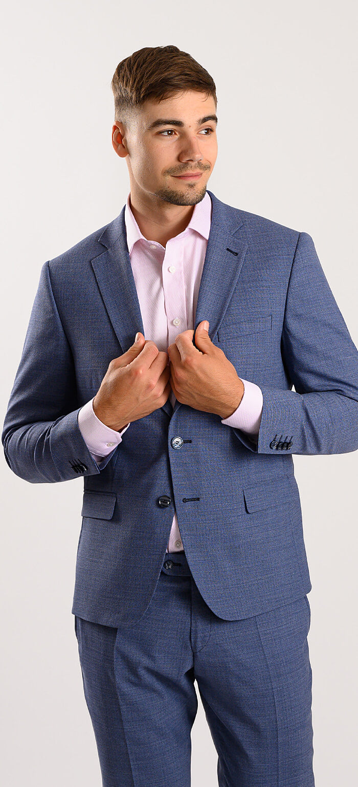 Bleděmodrý Slim Fit oblek se strukturou