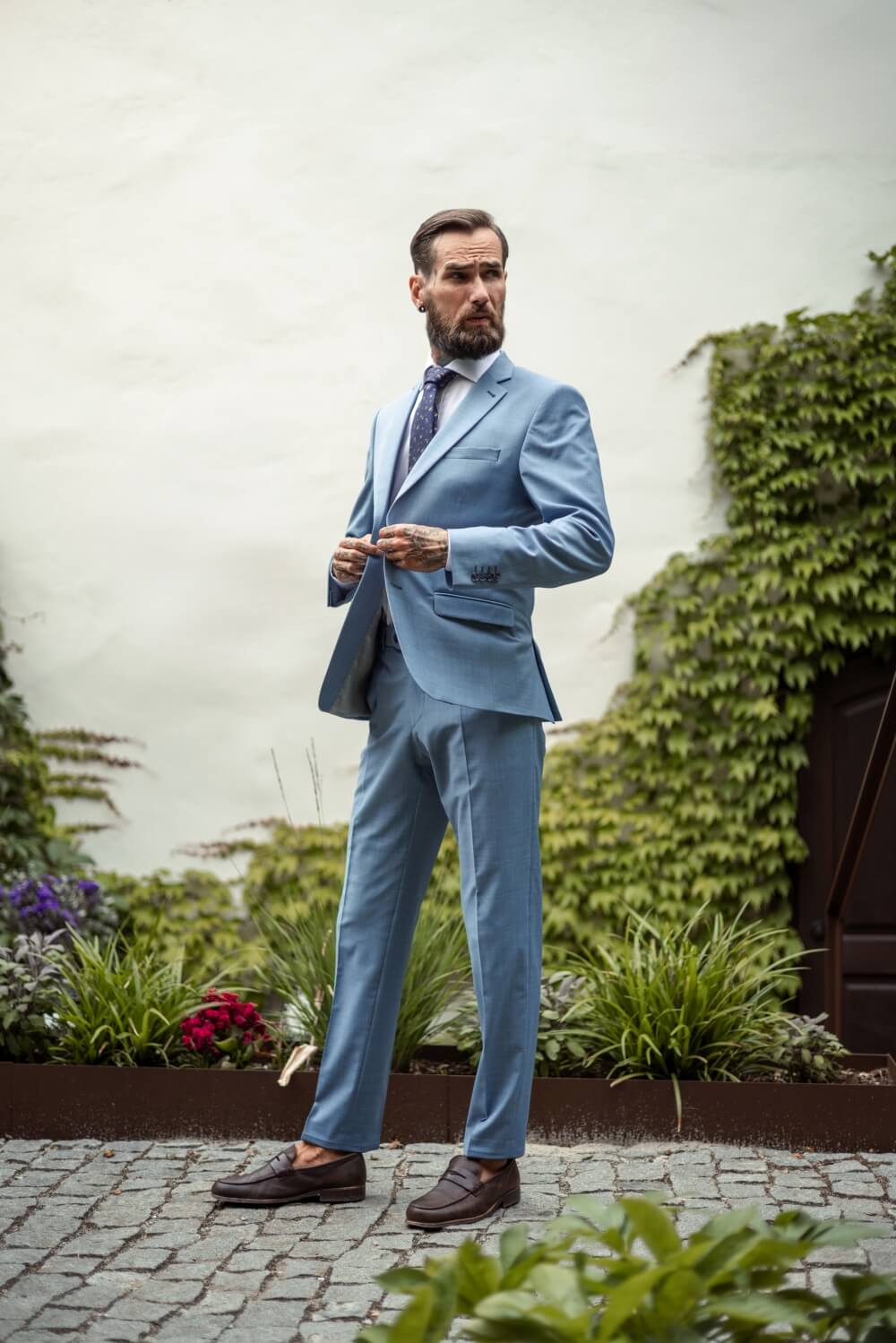 Bleděmodrý Slim Fit oblek
