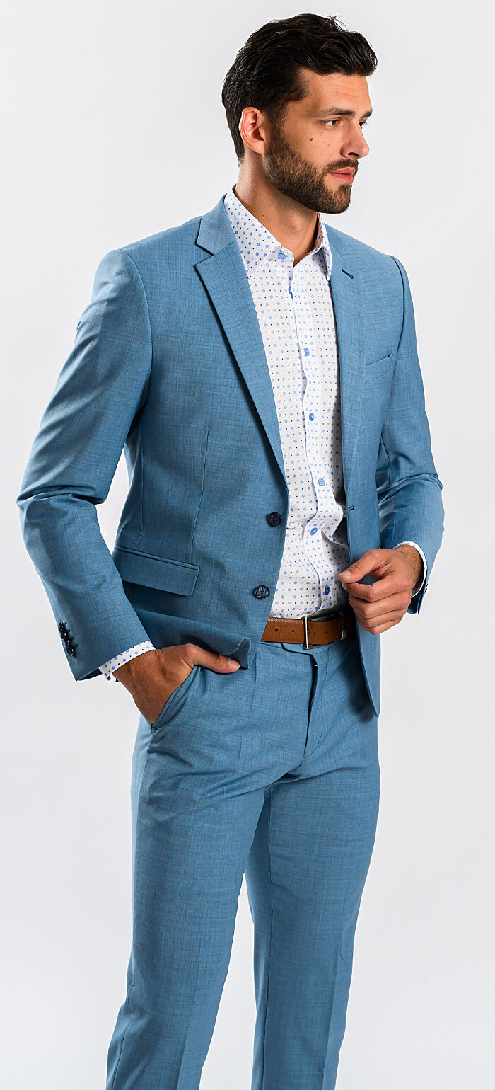 Bleděmodrý Slim Fit oblek