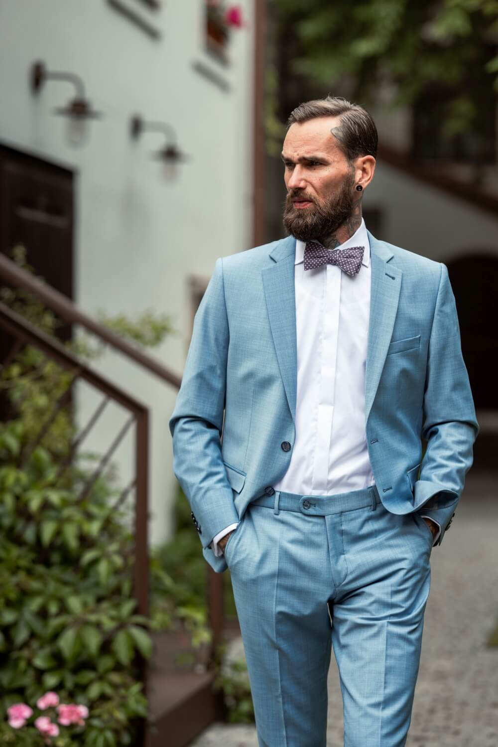 Bleděmodrý Slim Fit oblek