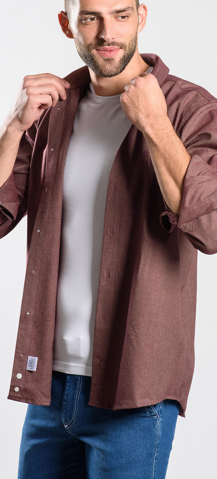Bordová Slim Fit flanelová košile