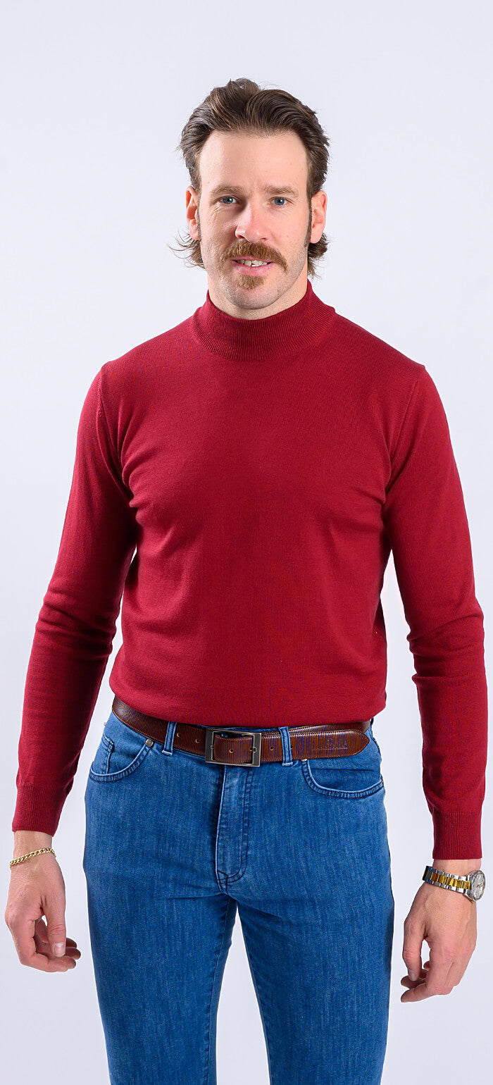 Bordový bavlněný polorolák
