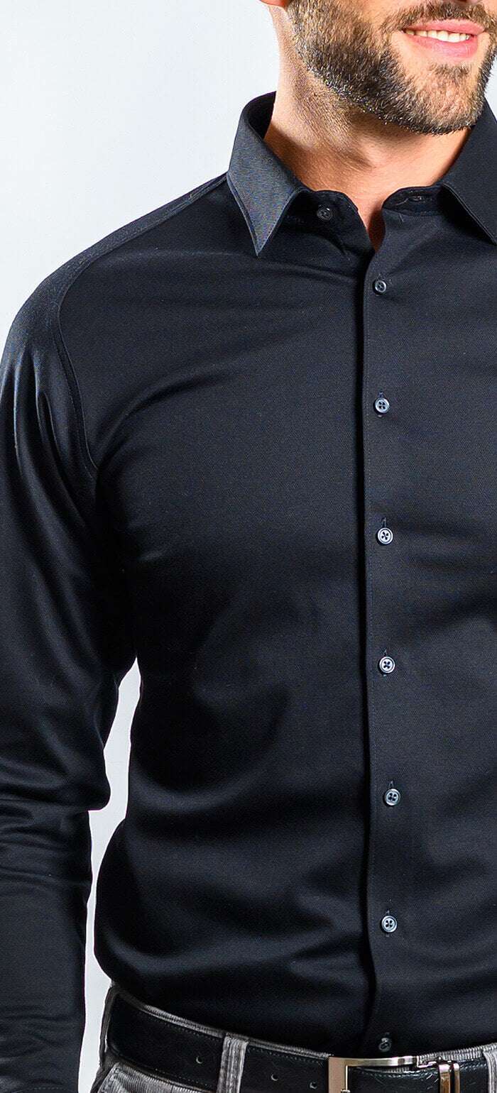 Černá strečová Extra Slim Fit košile s nemačkavou úpravou