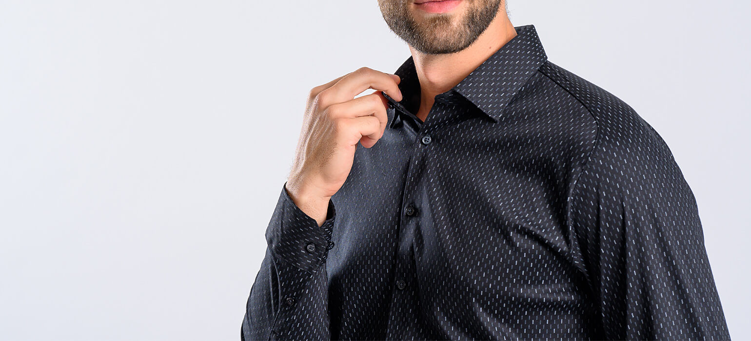 Černá vzorovaná strečová Extra Slim Fit košile s nemačkavou úpravou