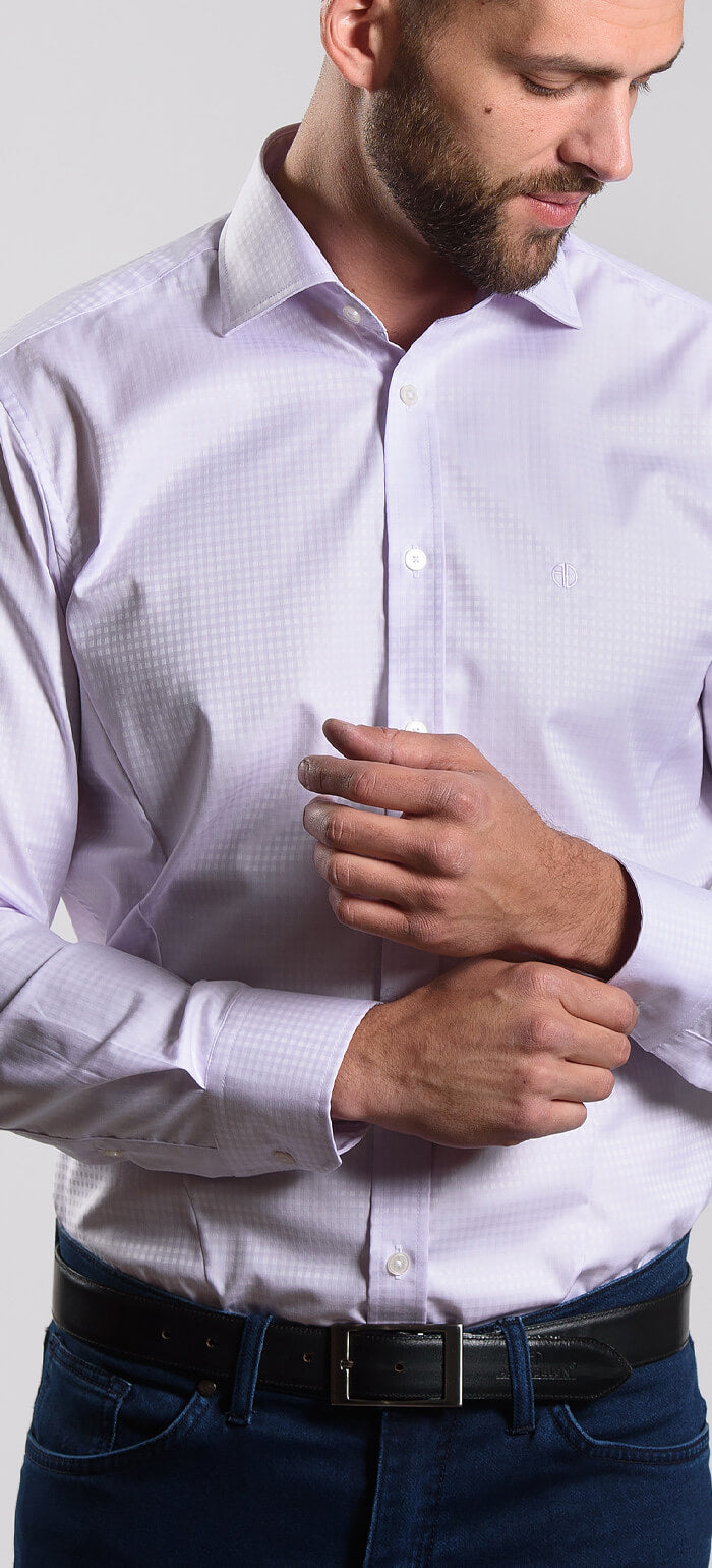 Fialová Extra Slim Fit košile s kostkovaným vzorem