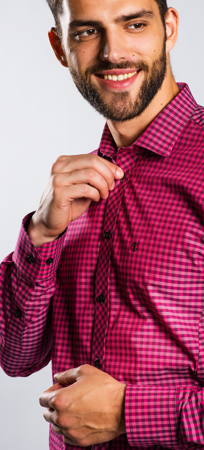 Fialová károvaná Extra Slim Fit košile