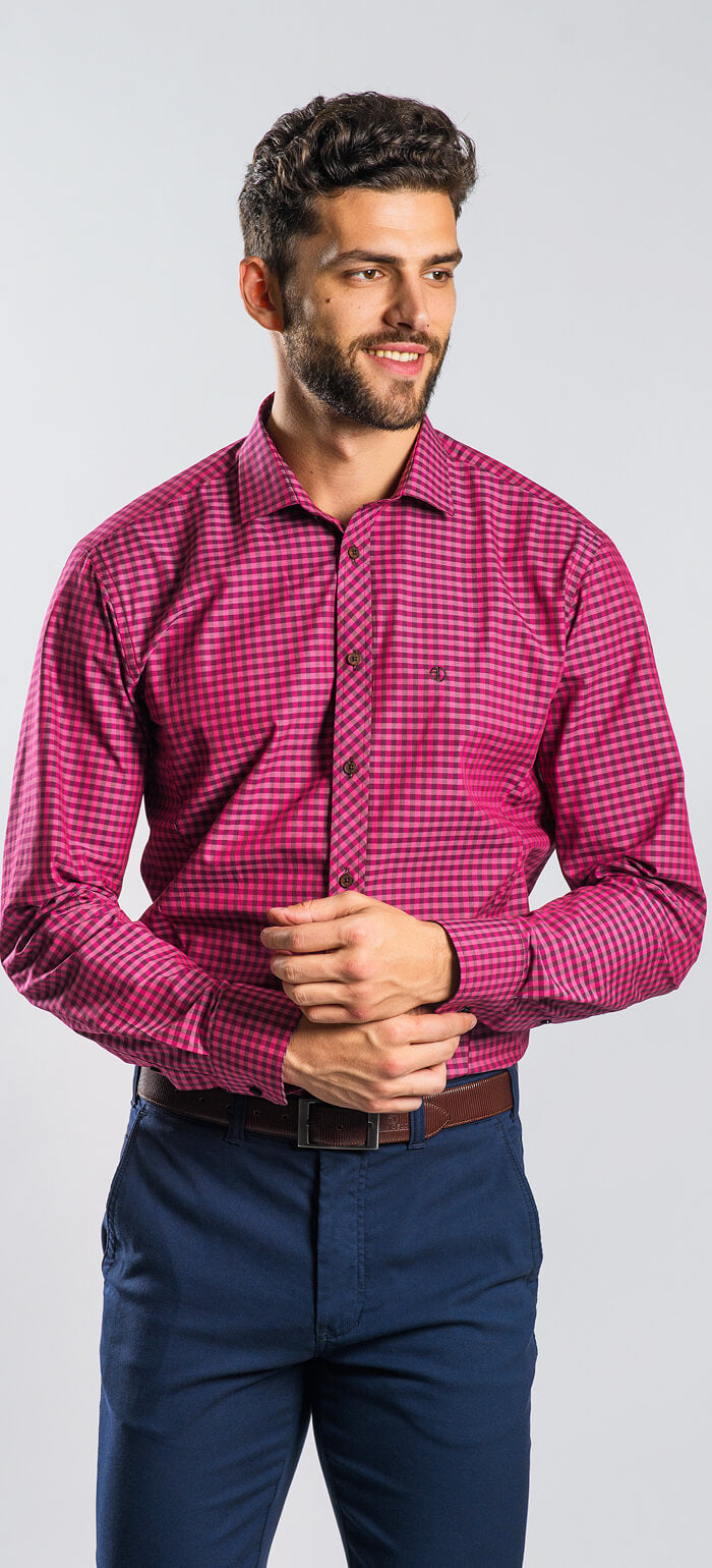 Fialová károvaná Extra Slim Fit košile