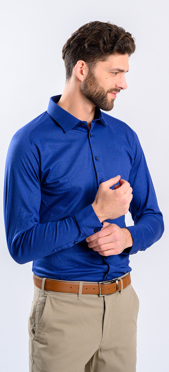 Královská modrá strečová Extra Slim Fit košile s nemačkavou úpravou