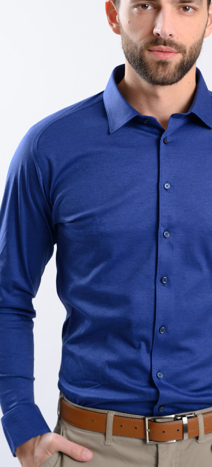 Královská modrá strečová Extra Slim Fit košile s nemačkavou úpravou