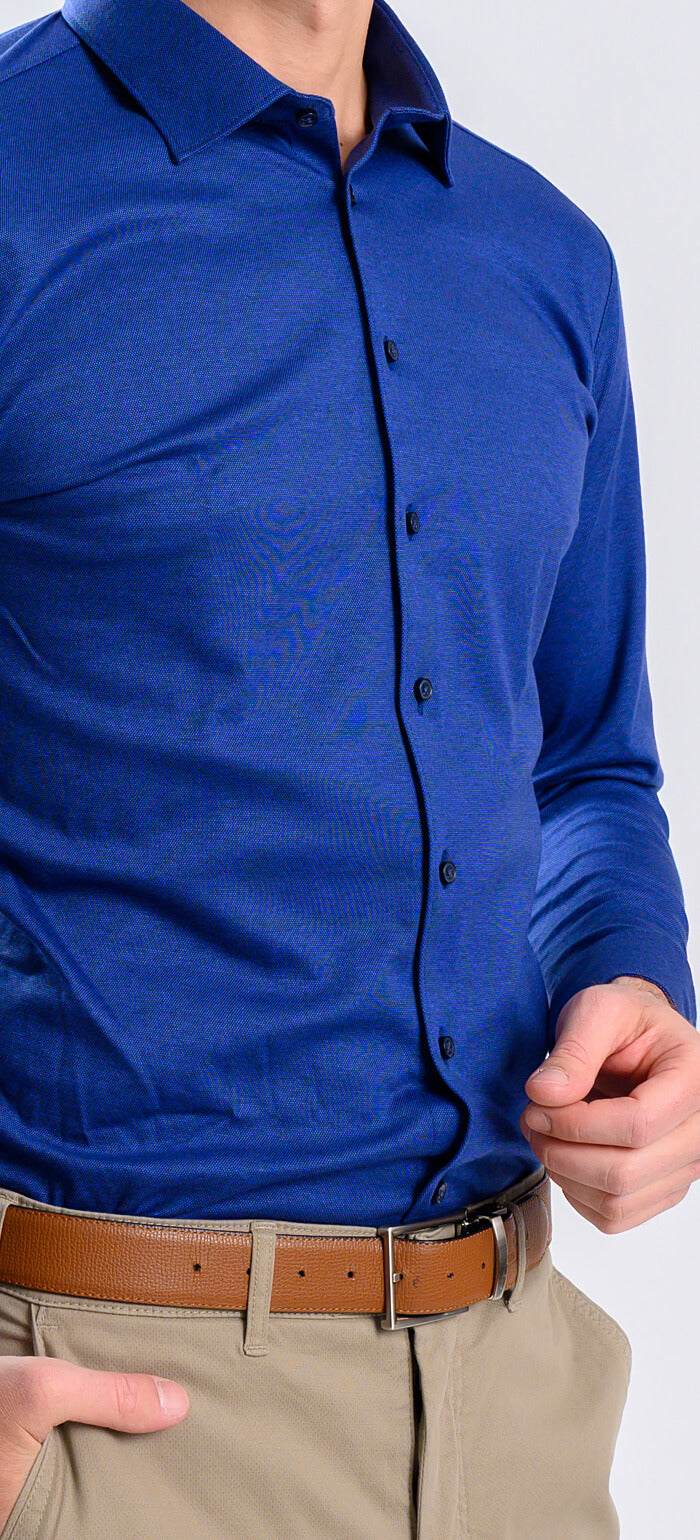 Královská modrá strečová Extra Slim Fit košile s nemačkavou úpravou