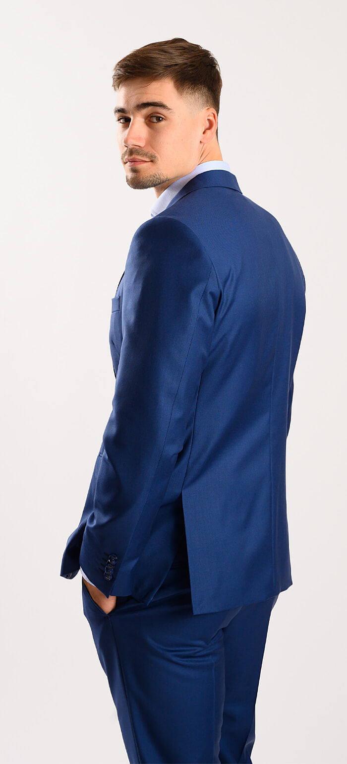 Královsky modrý vlněný Slim Fit oblek