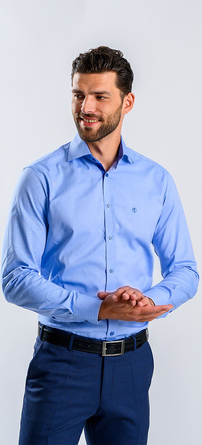 Modrá Extra Slim Fit košile s bílým vzorem