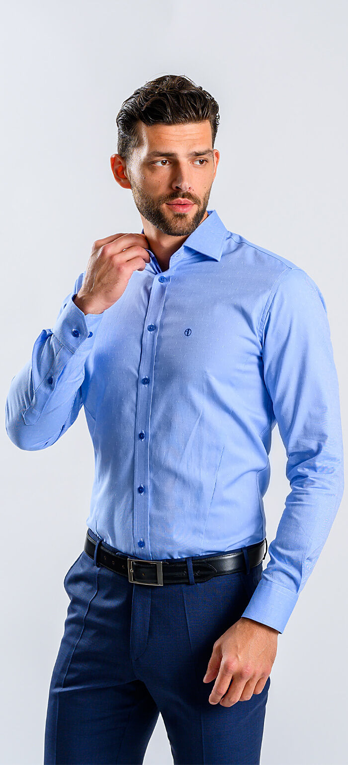 Modrá Extra Slim Fit košile s bílým vzorem