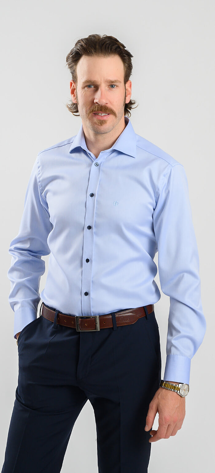 Modrá Extra Slim Fit košile s jemným vzorem