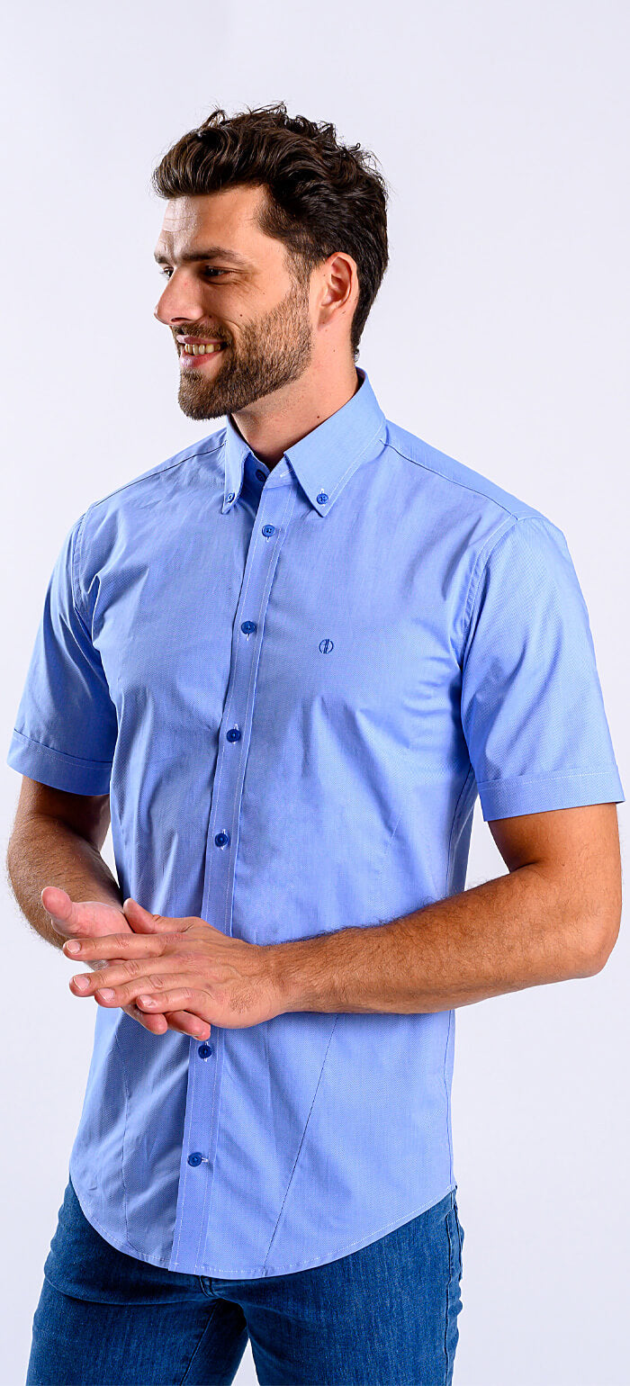 Modrá Extra Slim Fit košile s krátkým rukávem