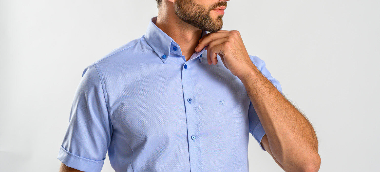 Modrá Extra Slim Fit košile s krátkým rukávem