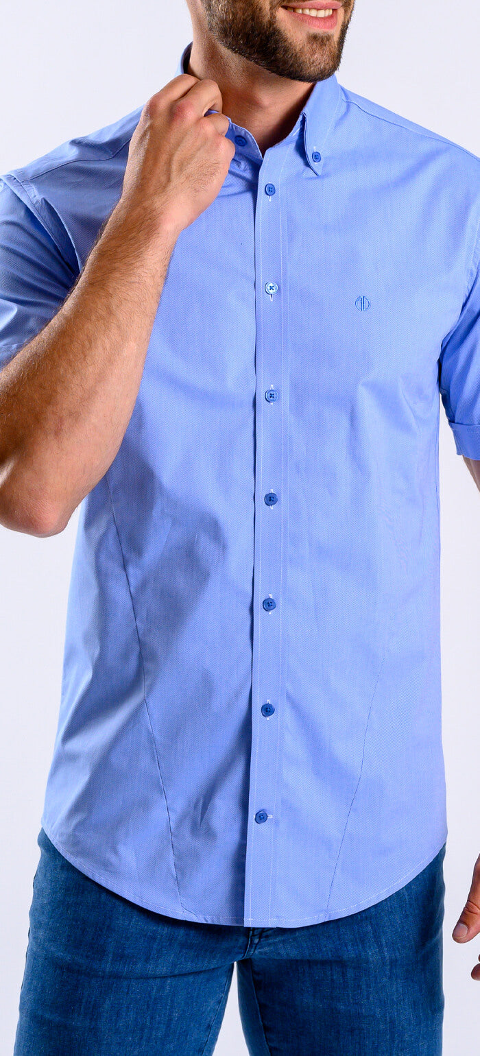 Modrá Extra Slim Fit košile s krátkým rukávem