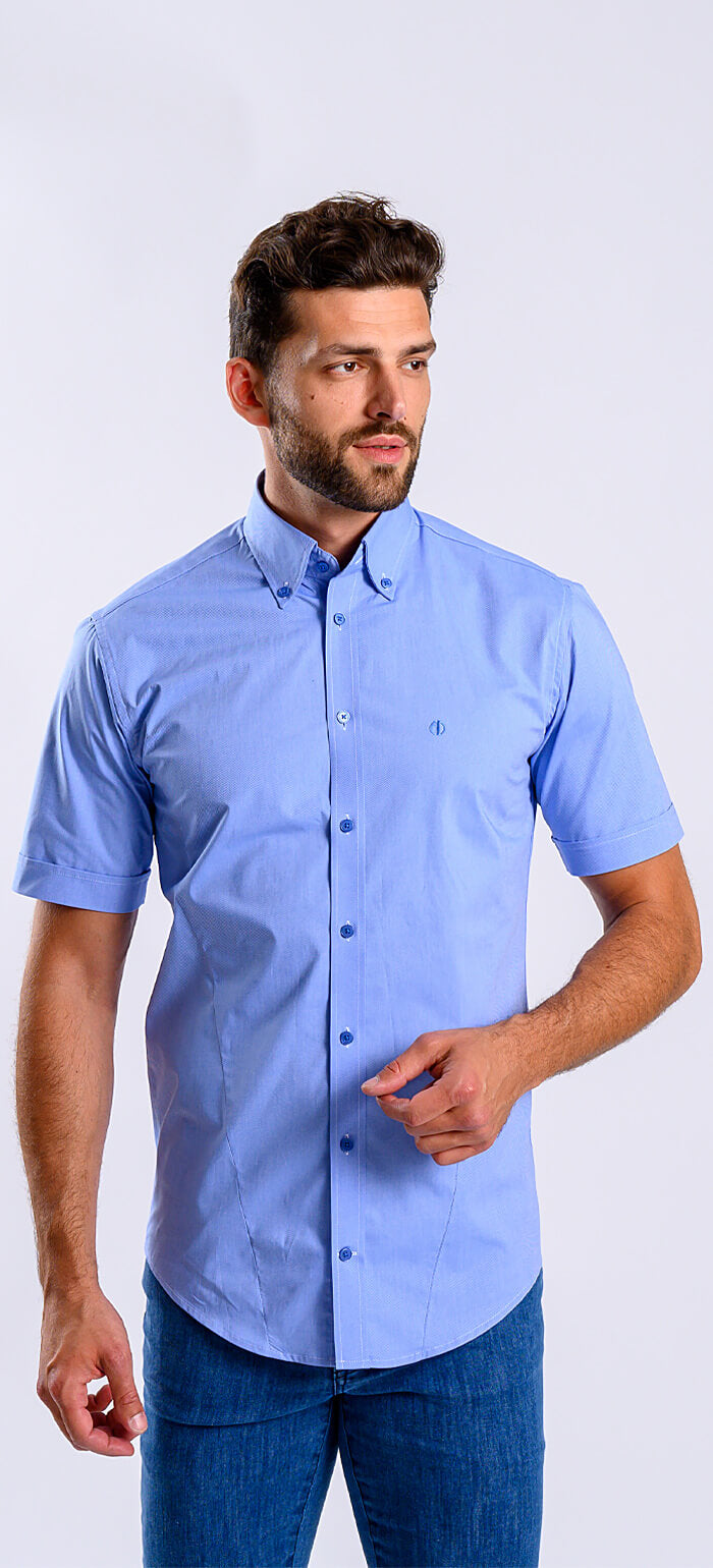 Modrá Extra Slim Fit košile s krátkým rukávem