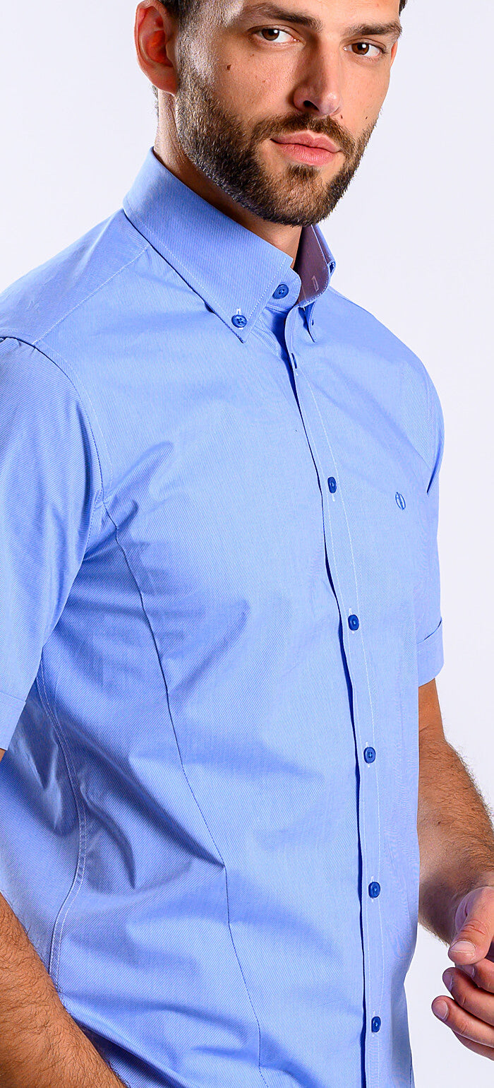 Modrá Extra Slim Fit košile s krátkým rukávem