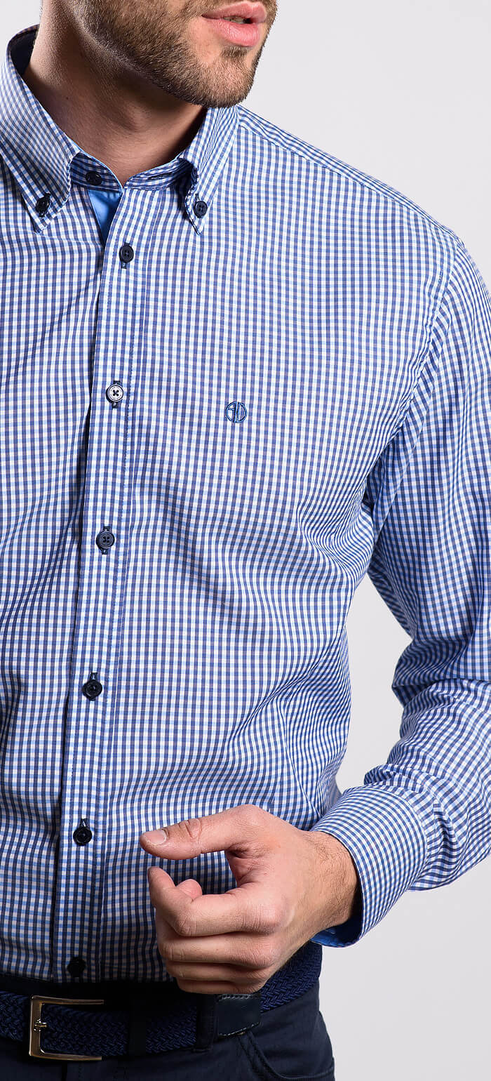 Modrá károvaná Slim Fit košile