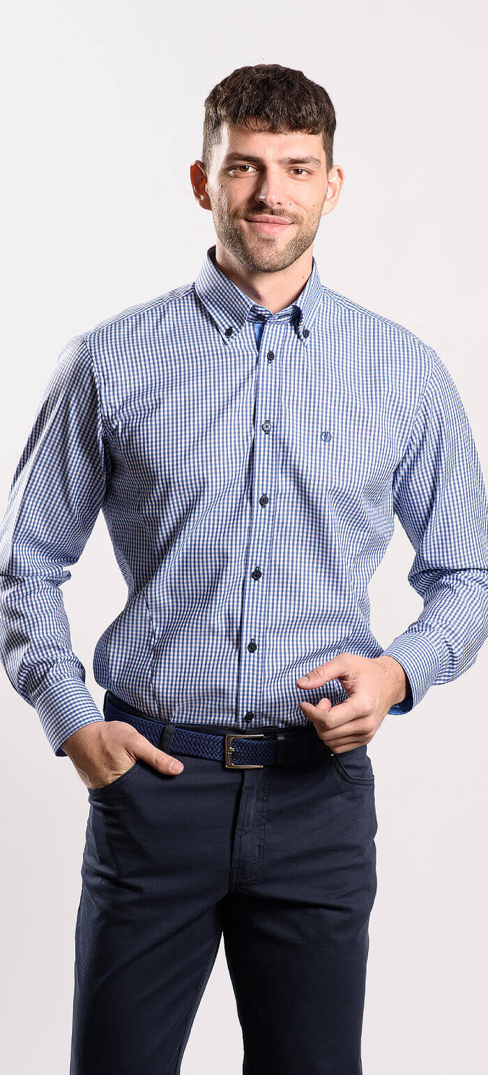 Modrá károvaná Slim Fit košile