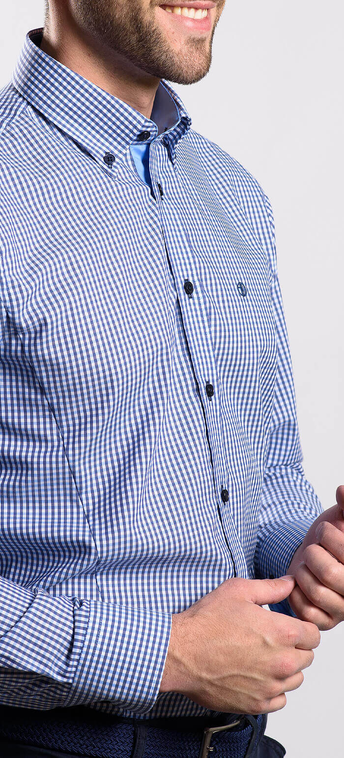 Modrá károvaná Slim Fit košile