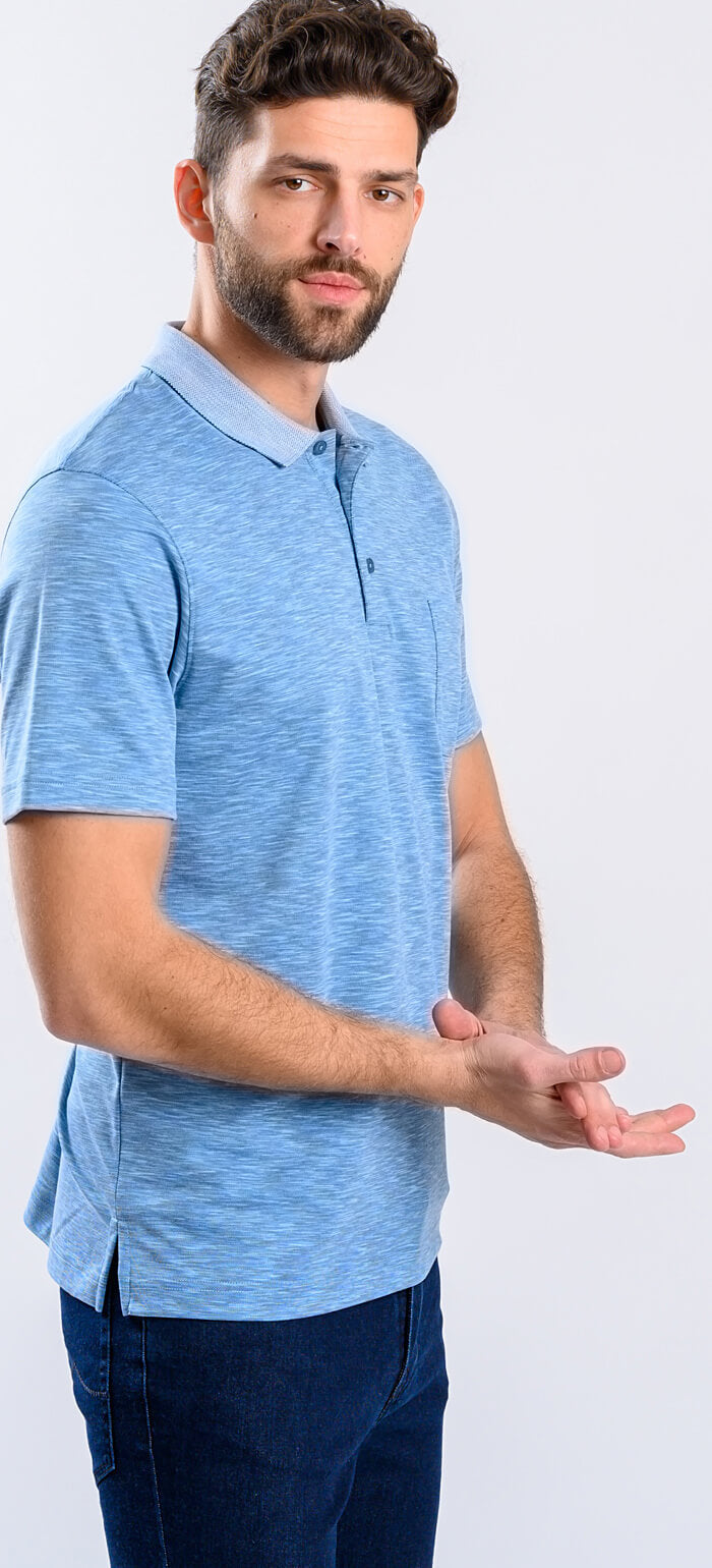 Modrá melange polokošile