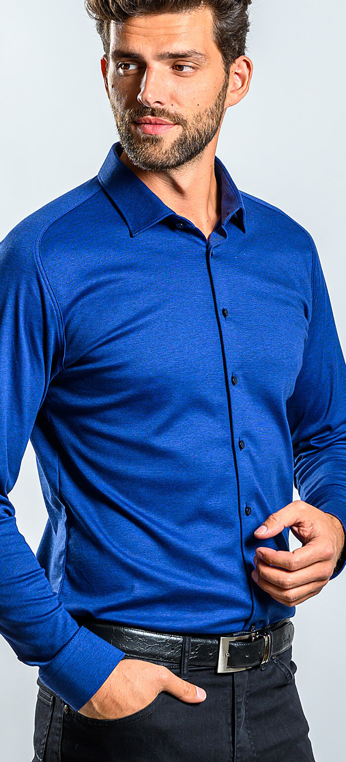 Modrá strečová Extra Slim Fit košile s nemačkavou úpravou