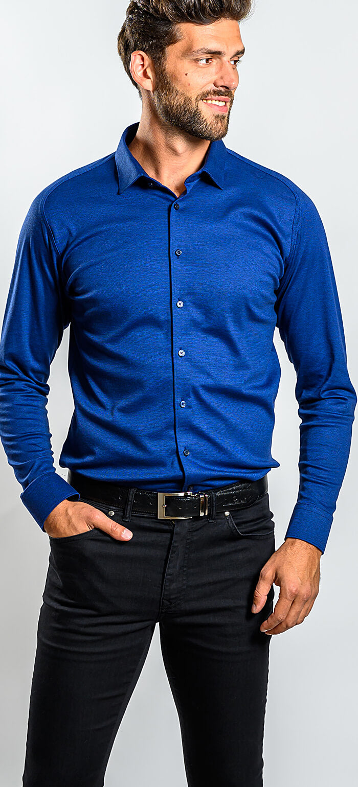 Modrá strečová Extra Slim Fit košile s nemačkavou úpravou