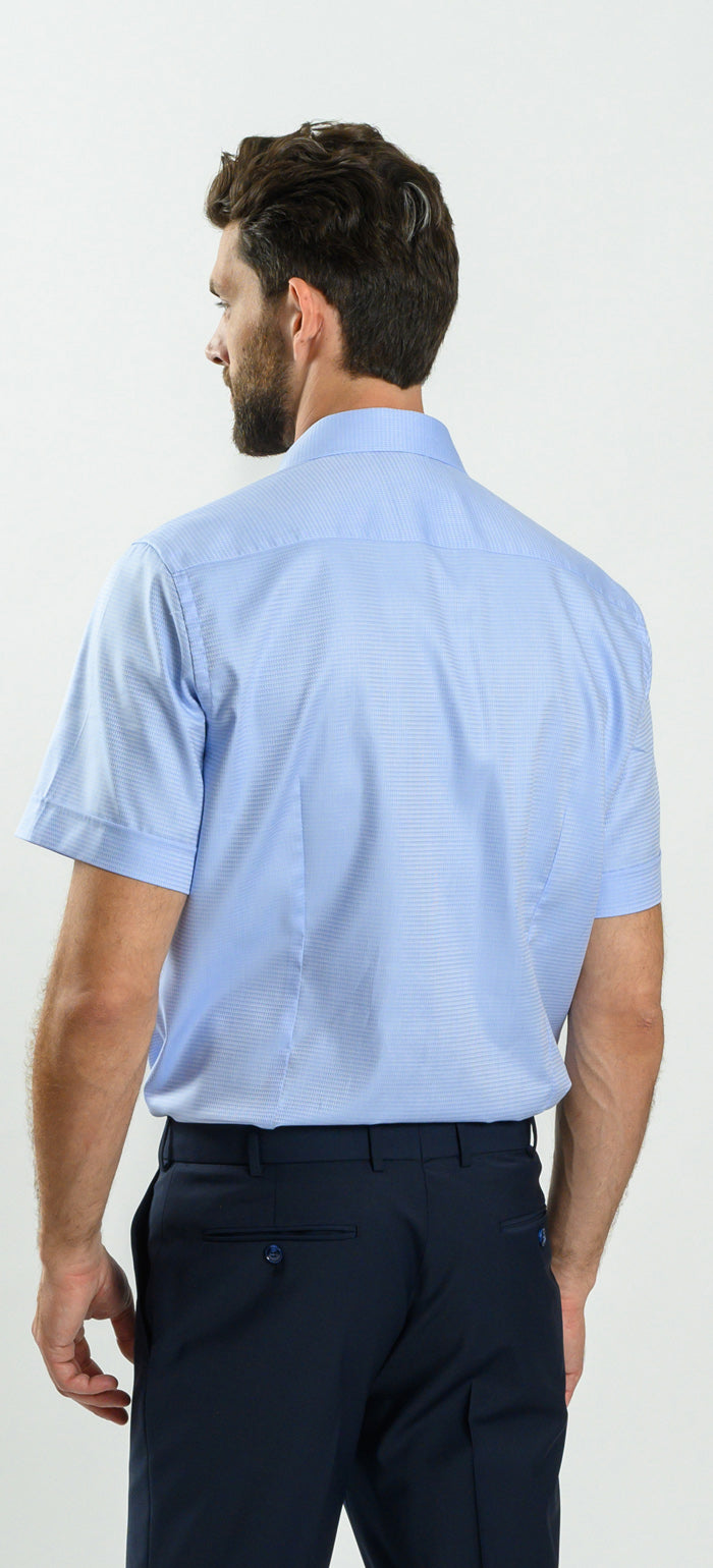Modrá vzorovaná Classic Fit košile s krátkým rukávem