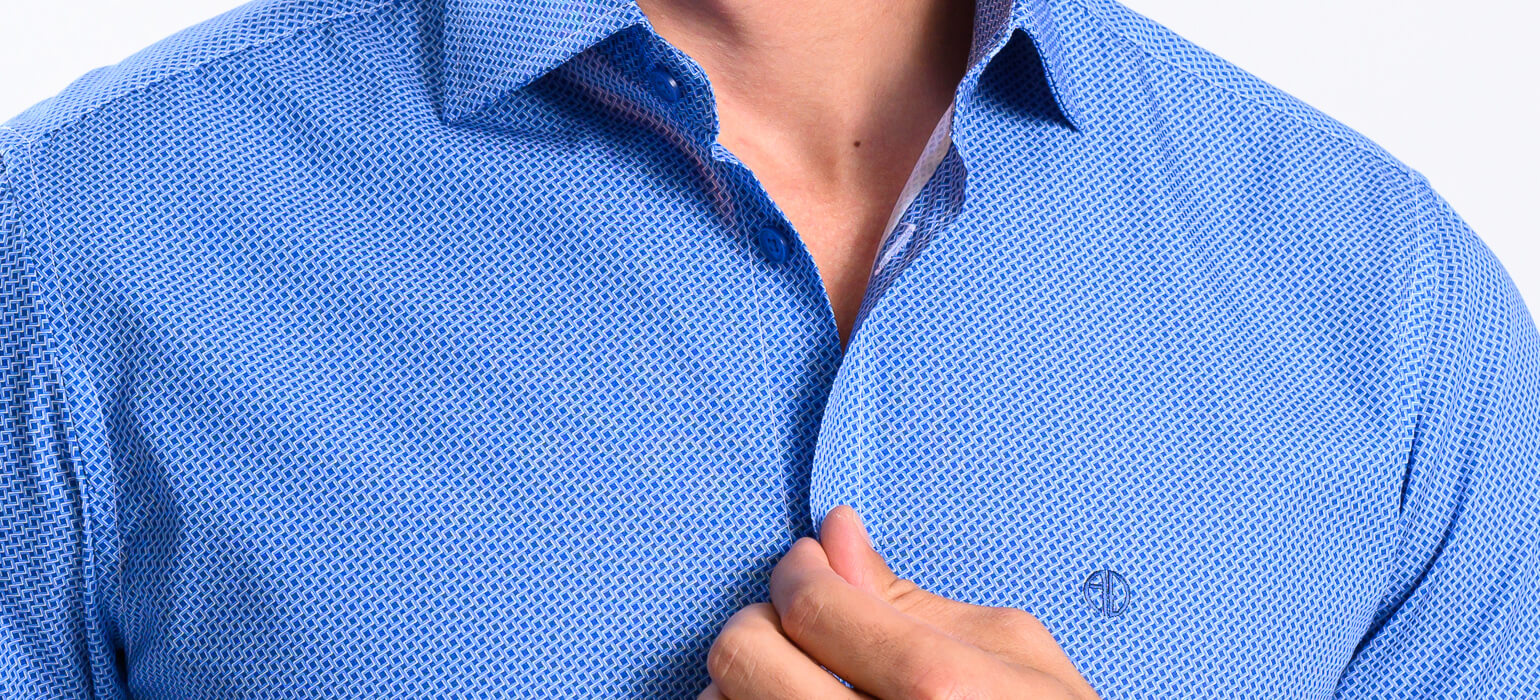 Modrá vzorovaná Extra Slim Fit košile s krátkým rukávem