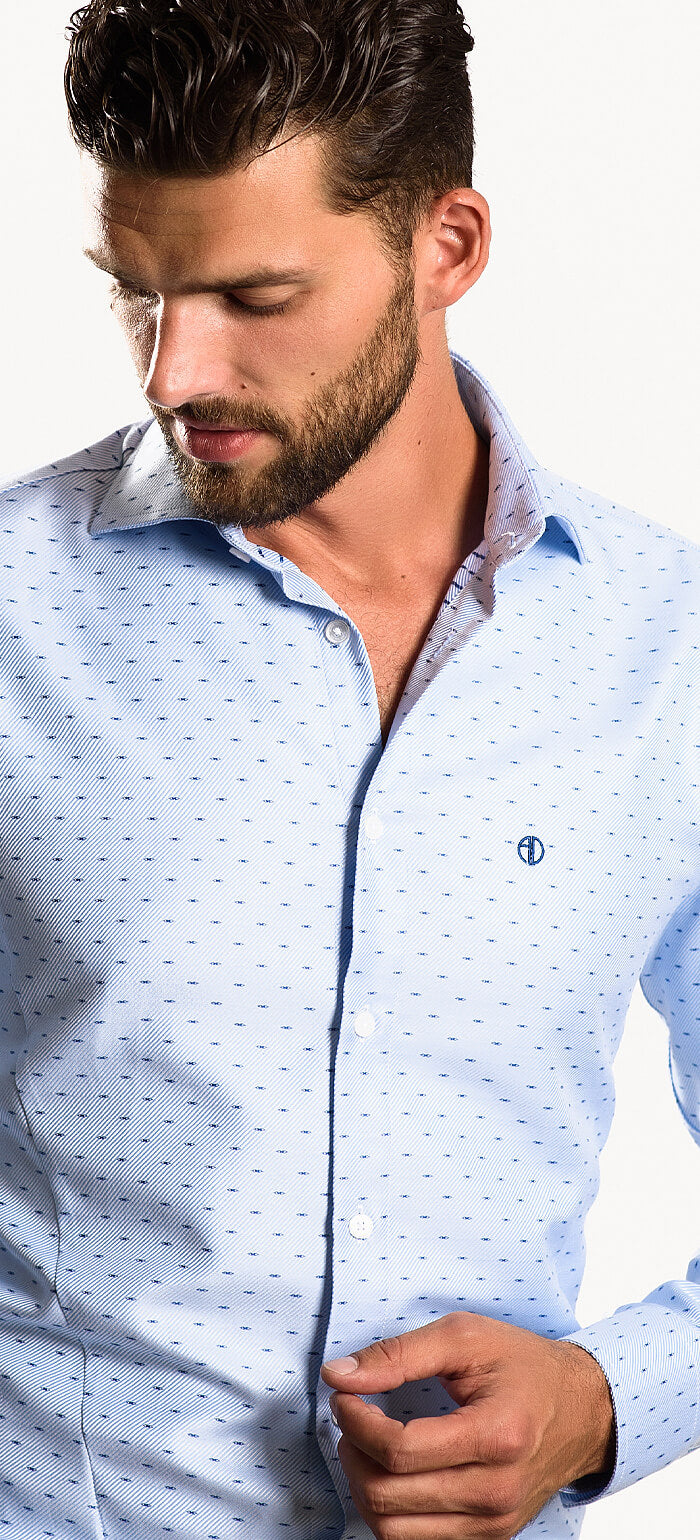 Modrá vzorovaná Extra Slim Fit košile